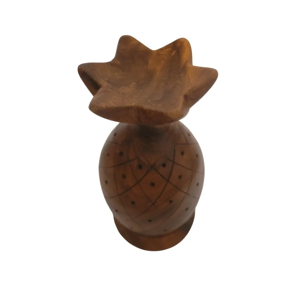 Mid Century Modern Leilani Genuine Monkey-Pod Wood Hand Crafted Pineapple Accent